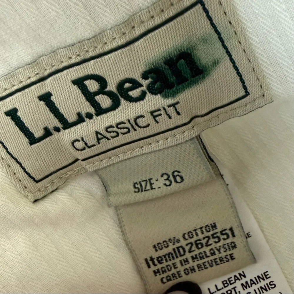 LL Bean Wrinkle Free Dress Chino Pants 36 x 32.5 Beige Khaki 262551 Classic NWT